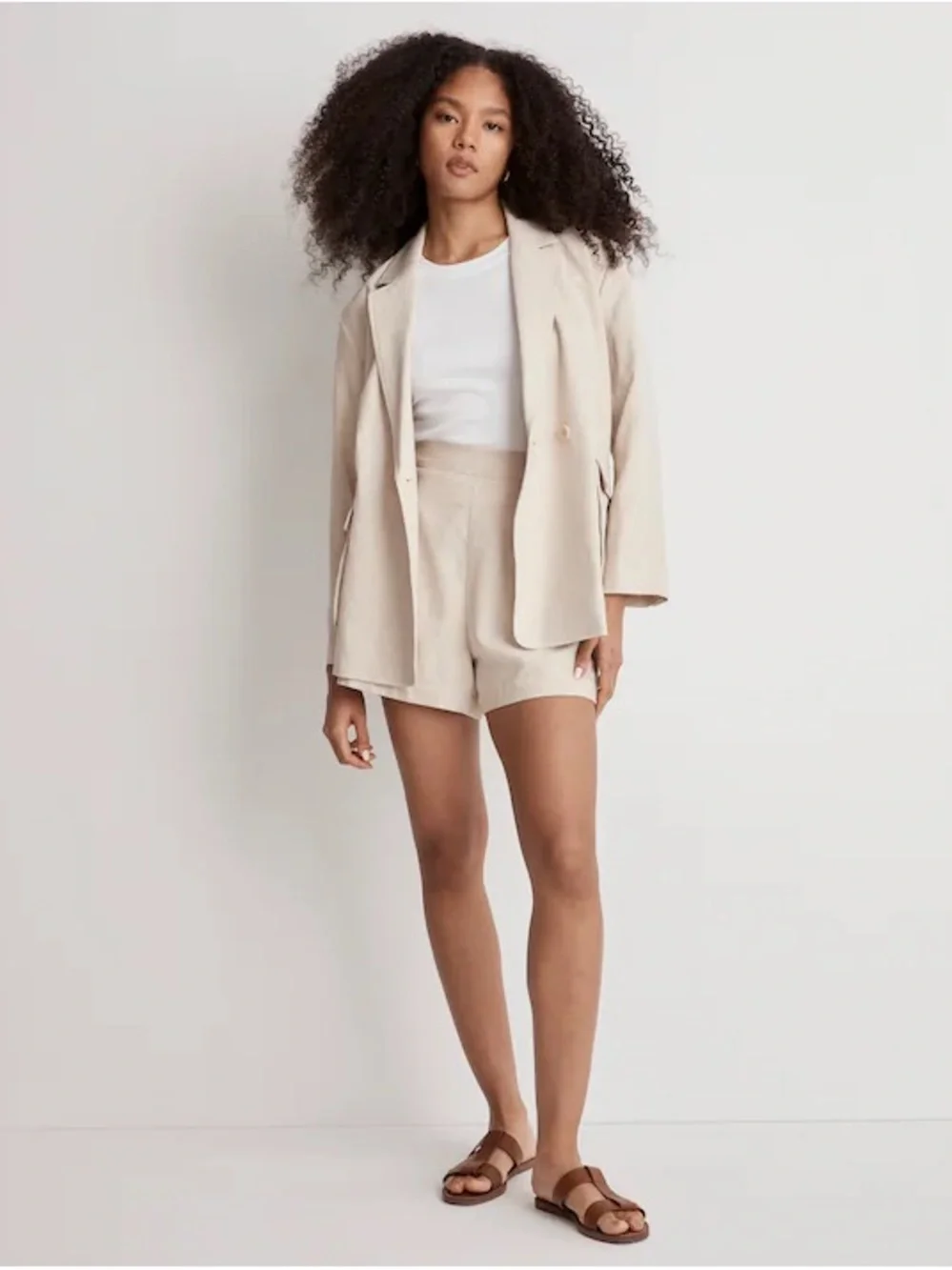 NWOT Madewell High-Waist Natural Cream Linen-Cotton Blend Shorts - XS - Picture 2 of 8